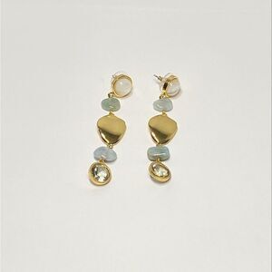 Elegant Gold and Blue Dangle Earrings